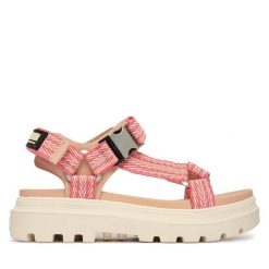 Sandały Palladium. Czerwone sandały Palladium, bez wzorów, bez obcasa, na płaskiej podeszwie, bez zapięcia. Za 399.99 zł.