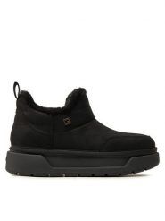 Guess Botki Unie FLFUNN ESU10 Czarny. Czarne botki Guess, z aplikacjami, z materiału, bez obcasa, na płaskiej podeszwie, bez zapięcia. Za 739.99 zł.