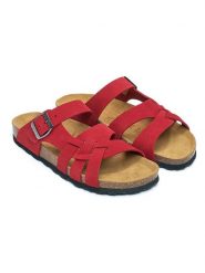 Mandel Skórzane klapki w kolorze czerwonym rozmiar: 37. Czerwone klapki Mandel, bez wzorów, ze skóry, z otwartym noskiem, bez obcasa. Za 121.99 zł.