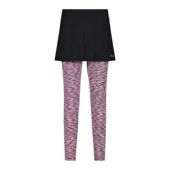 Damskie legginsy 2 w 1 z dżerseju CMP. Czarne legginsy CMP, bez wzorów, z dżerseju. Za 294.70 zł.