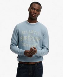 Superdry Bluza Coastal Relaxed z 100% bawełny – Washed Denim Blue. Niebieskie bluzy Superdry, m, bez wzorów, z bawełny, bez kaptura. Za 326.10 zł.