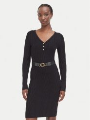 Guess Sukienka dzianinowa W6BK62 Z1567 Czarny Regular Fit. Czarne sukienki Guess, xl, z aplikacjami, z dzianiny, bez kołnierzyka, bez ramiączek. Za 614.99 zł.