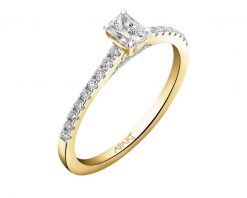 Pierścionek z żółtego złota z diamentami - SI2/H - 0,41 ct - próba 585. Żółte pierścionki Apart, z diamentem, złote. Za 8,190.00 zł.