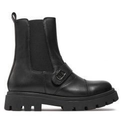 Botki TWINSET. Czarne botki Twinset, bez wzorów, bez obcasa, na płaskiej podeszwie, bez zapięcia. Za 519.99 zł.