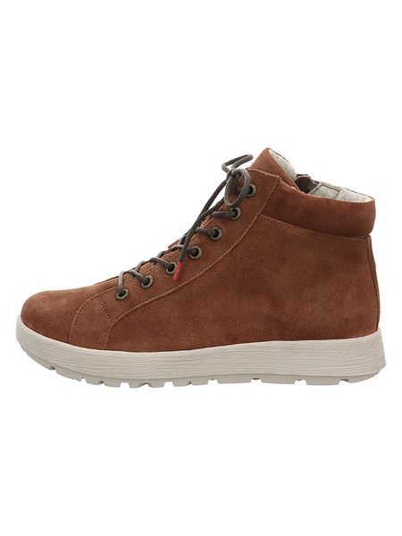 Think! Skórzane botki w kolorze jasnobrązowym rozmiar: 39,5. Brązowe botki Think!, bez wzorów, bez obcasa, bez zapięcia. Za 274.95 zł.