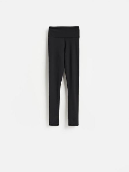 Gładkie legginsy - czarny. Czarne legginsy Reserved, l, bez wzorów, z dzianiny. Za 89.99 zł.