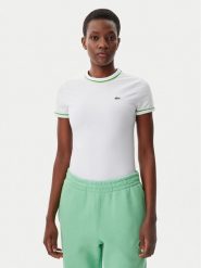 Lacoste T-Shirt TF0347 Biały Slim Fit. Białe t-shirty Lacoste, bez wzorów, z bawełny, bez kołnierzyka, bez ramiączek. Za 289.99 zł.