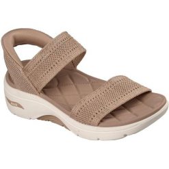 Sandały damskie Skechers Go Walk Arch Fit 2.0 Sandal. Brązowe sandały Skechers, bez wzorów, z materiału, bez obcasa, bez zapięcia. Za 379.99 zł.