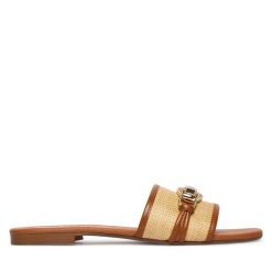 Klapki Just Cavalli. Brązowe klapki Just Cavalli, bez wzorów, bez obcasa. Za 849.99 zł.