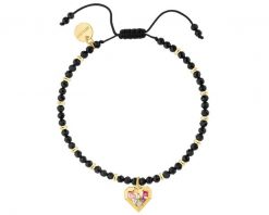 Bransoletka z mosiądzu pozłacana z turmalinami i cyrkoniami - serce. Bransoletki Artelioni, z cyrkonią, pozłacane. Za 139.00 zł.