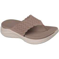 Sandały damskie Skechers Ultra Flex 3.0 Sandal rhythm. Brązowe sandały Skechers, bez wzorów, z materiału, bez obcasa, bez zapięcia. Za 390.00 zł.