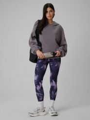 Legginsy fitness dzianinowe damskie. Fioletowe legginsy 4f, l, bez wzorów, z dzianiny, z podwyższonym stanem, długie. Za 139.99 zł.