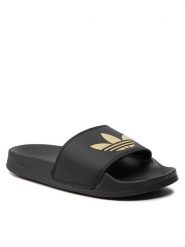 Adidas Klapki adilette Lite W GZ6196 Czarny. Czarne klapki Adidas, bez wzorów, ze skóry, bez obcasa. Za 119.99 zł.