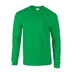 Ultra Bawełniana Koszulka Z Długim Rękawem Unisex Dla Dorosłych. Zielone bluzki GILDAN, xl, bez wzorów, z bawełny, sportowe, bez kołnierzyka, bez ramiączek. Za 60.99 zł.