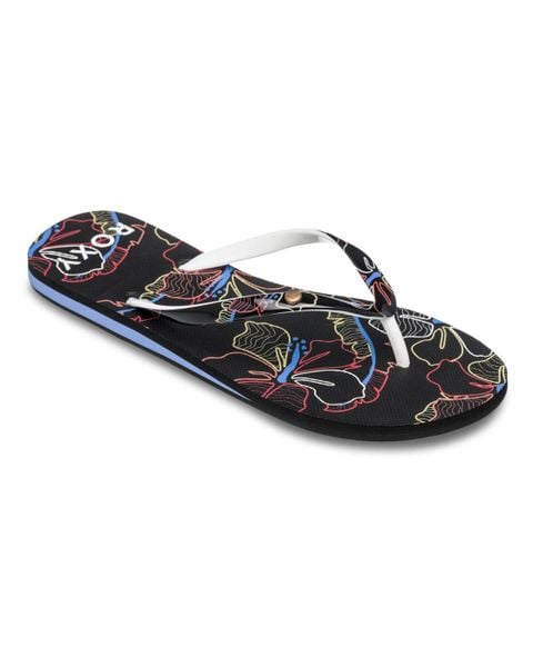 Japonki damskie ROXY Portofino III. Czarne klapki Roxy, bez wzorów, z gumy, bez obcasa. Za 89.99 zł.