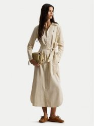 Polo Ralph Lauren Sukienka koszulowa 211A96362002 Beżowy Regular Fit. Brązowe sukienki Polo Ralph Lauren, bez wzorów, z bawełny, bez kołnierzyka, bez ramiączek, koszulowe. Za 1,299.00 zł.