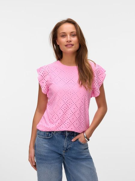 Vero Moda Koszulka "Tassa" w kolorze różowym rozmiar: S. Różowe bluzki Vero Moda, s, bez wzorów, bez kołnierzyka, bez ramiączek. Za 68.95 zł.