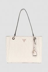 GUESS Biała damska torebka Aldina. Białe shopper Guess, z aplikacjami, ze skóry ekologicznej, eleganckie, bez dodatków. W wyprzedaży za 599.99 zł.