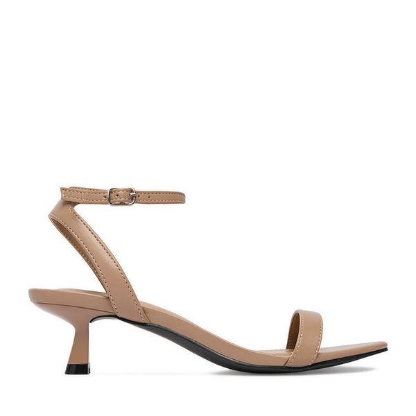 Sandały JENNY. Brązowe sandały Jenny, bez wzorów, bez obcasa, na szpilce, bez zapięcia. Za 119.99 zł.