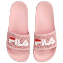 Klapki damskie FILA Morro Bay Spiro. Czerwone klapki Fila, bez wzorów, z gumy, bez obcasa. Za 73.99 zł.