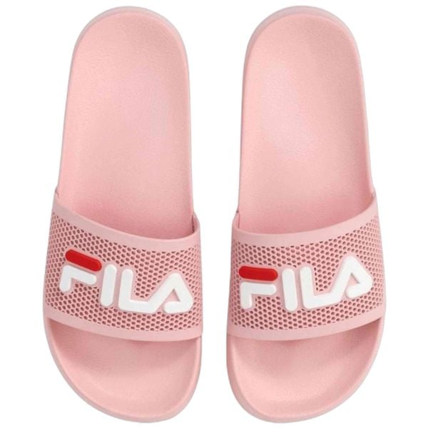 Klapki damskie FILA Morro Bay Spiro. Czerwone klapki Fila, bez wzorów, z materiału, bez obcasa. Za 89.00 zł.