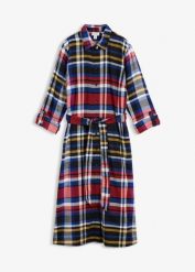Szmizjerka z flaneli z czystej bawełny organicznej. Czerwone sukienki bonprix, bez wzorów, z bawełny, bez kołnierzyka, bez ramiączek, koszulowe. Za 149.99 zł.