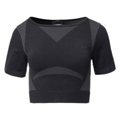 Damski crop top IQ Cross The Line Ingel. Czarne koszulki sportowe IQ, bez wzorów, bez ramiączek, na fitness i siłownię. Za 174.17 zł.