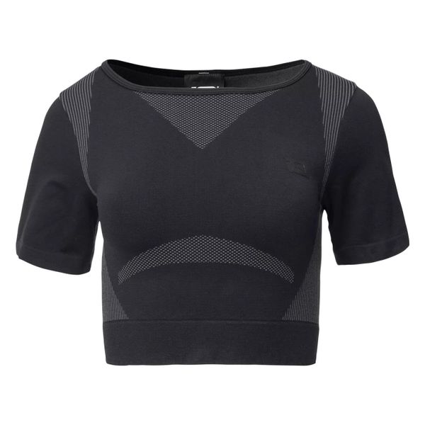 Damski crop top IQ Cross The Line Ingel. Czarne koszulki sportowe IQ, bez wzorów, bez ramiączek, na fitness i siłownię. Za 174.17 zł.