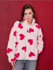 Bluza bomberka ze wzorem w serca - wielobarwny. Bluzy Sinsay, l, bez wzorów, bez kaptura. Za 69.99 zł.