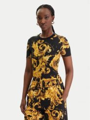 Versace Jeans Couture T-Shirt 80HAH608 JS553 Czarny Regular Fit. Czarne t-shirty Versace Jeans Couture, xl, bez wzorów, z bawełny, bez kołnierzyka, bez ramiączek. Za 749.99 zł.