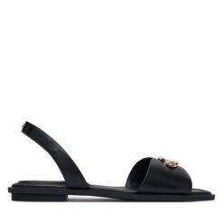 Sandały Aldo. Czarne sandały Aldo, bez wzorów, bez obcasa, na płaskiej podeszwie, bez zapięcia. Za 229.99 zł.