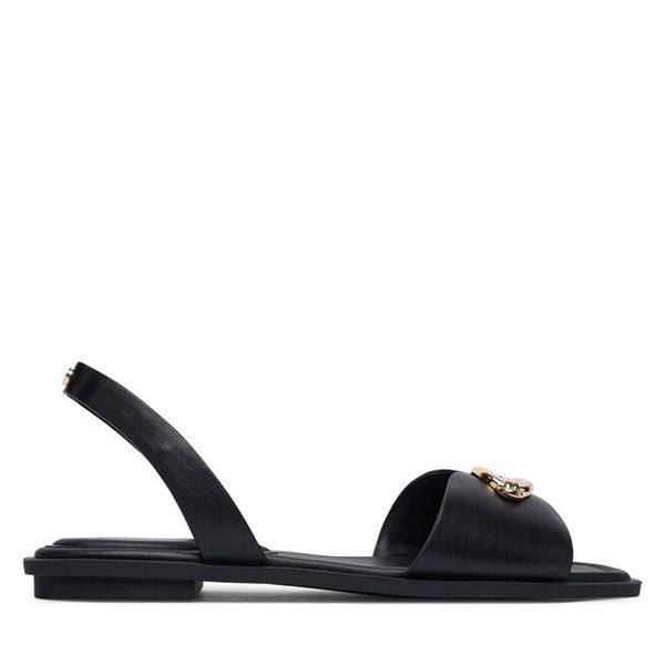 Sandały Aldo. Czarne sandały Aldo, bez wzorów, bez obcasa, na płaskiej podeszwie, bez zapięcia. Za 229.99 zł.