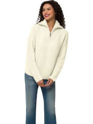 Heine Sweter pluszowy w kolorze kremowym rozmiar: 46. Brązowe swetry Heine, bez wzorów, bez ramiączek. Za 69.75 zł.