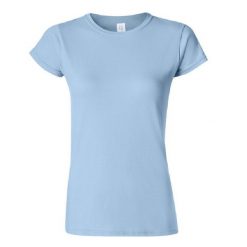 Koszulka Damska Krótki Rękaw Soft Style. Niebieskie bluzki GILDAN, m, bez wzorów, sportowe, bez kołnierzyka, bez ramiączek. Za 29.99 zł.