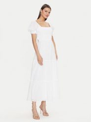Gina Tricot Sukienka letnia 22706 Biały Regular Fit. Białe sukienki Gina Tricot, na lato, l, bez wzorów, z bawełny, bez kołnierzyka, bez ramiączek. Za 259.99 zł.