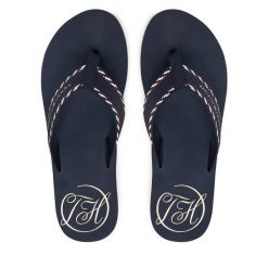 Japonki Tommy Hilfiger. Niebieskie klapki TOMMY HILFIGER, bez wzorów, bez obcasa. Za 169.99 zł.