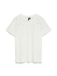 Vero Moda Koszulka w kolorze białym rozmiar: M. Białe bluzki Vero Moda, m, bez wzorów, z bawełny, bez kołnierzyka, bez ramiączek. Za 75.95 zł.