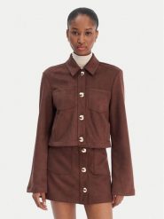 Bardot Koszula Lorenzo 59668TB1 Brązowy Boxy Fit. Brązowe koszule Bardot, bez wzorów, ze skóry, bez kołnierzyka, bez ramiączek. Za 489.99 zł.