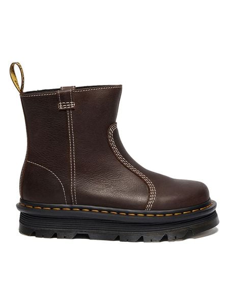 Dr. Martens Skórzane botki "Zebzag Rigger" w kolorze brązowym rozmiar: 40. Brązowe botki Dr. Martens, bez wzorów, bez obcasa, bez zapięcia. Za 559.95 zł.