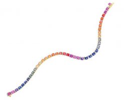 Bransoletka z żółtego złota z brylantami i szafirami kolorowymi - 19 cm - próba 585. Żółte bransoletki Apart, z brylantem, złote. Za 32,990.00 zł.