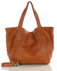 Shopperka skórzana MARCO MAZZINI camelowa vs119b. Shopper bez wzorów, ze skóry, na ramię, duże, bez dodatków. Za 521.55 zł.