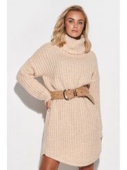Makadamia Sweter w kolorze beżowym rozmiar: onesize. Brązowe golfy Makadamia, bez wzorów, z wełny, bez ramiączek. Za 91.12 zł.