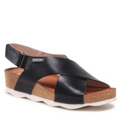 Sandały Pikolinos. Czarne sandały Pikolinos, bez wzorów, bez obcasa, na płaskiej podeszwie, bez zapięcia. Za 339.99 zł.