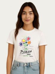 WOOOP Koszulka "Picasso Flowers" w kolorze białym rozmiar: XXL. Białe bluzki Wooop, xxl, bez wzorów, z bawełny, bez kołnierzyka, bez ramiączek. Za 56.99 zł.