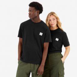 Koszulka uniseks z bawełny z certyfikatem Fairtrade/Max Havelaar. Czarne bluzki SIMOND, l, bez wzorów, z bawełny, sportowe, bez kołnierzyka, bez ramiączek. Za 99.99 zł.