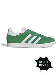 Adidas Skórzane sneakersy "Gazelle" w kolorze zielono-białym rozmiar: 42 2/3. Białe trampki Adidas, bez wzorów, z materiału, bez zapięcia. Za 288.52 zł.