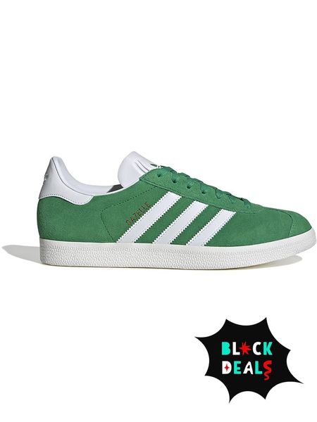Adidas Skórzane sneakersy "Gazelle" w kolorze zielono-białym rozmiar: 42 2/3. Białe trampki Adidas, bez wzorów, z materiału, bez zapięcia. Za 288.52 zł.