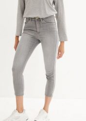 Jeansy o kroju skinny 7/8 z wygodnym stretchem. Szare jeansy bonprix, bez wzorów. Za 82.99 zł.