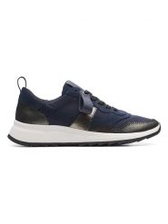 Clarks Skórzane sneakersy "DashLite Jazz" w kolorze czarno-granatowym rozmiar: 39,5. Niebieskie trampki Clarks, bez wzorów, bez zapięcia. Za 96.37 zł.