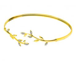 Bransoletka z żółtego złota z diamentami - liście - 0,03 ct - próba 375. Żółte bransoletki Apart, z diamentem, złote. Za 2,249.00 zł.
